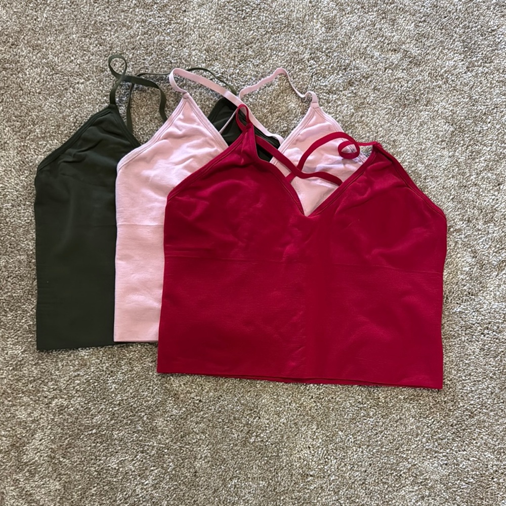 Stylish Women's Camisole Top - Red, Pink, Green-set of 3